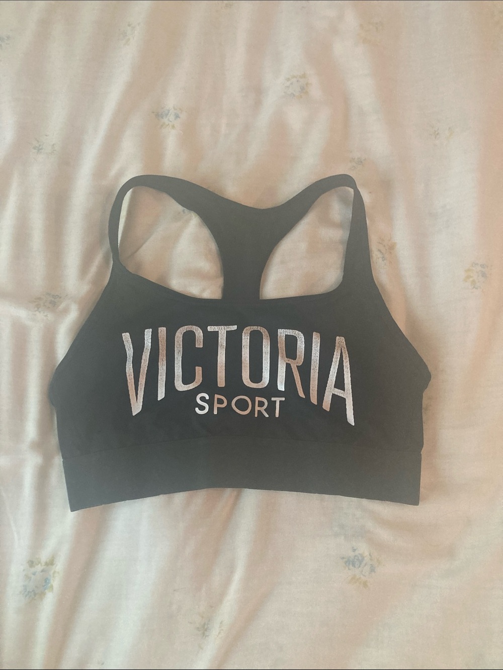 Victoria's Secret Black Racerback Sports Bra with Logo